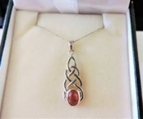 Rennie Mackintosh Style Sterling Silver Amber Pendant