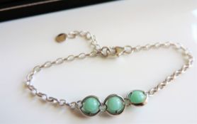 Sterling Silver & Jade Bead Bracelet