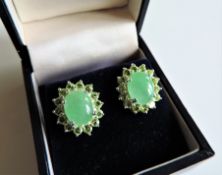 Cabochon Jade & Peridot Earrings New with Gift Box