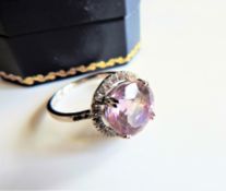 Sterling Silver 6ct Rose de France Amethyst & White Topaz Ring