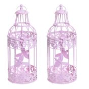 2x Pink Metal Decorative Wedding Birdcages. RRP £29.99