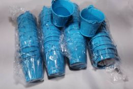 48x Ocean Blue Metal Decorative Pails. RRP £72