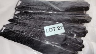 6x Ladies Black Ruffled silky lycra gloves. RRP £78