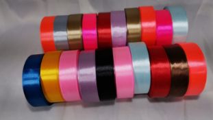 20 Rolls of 25mm Wide x 25 Yards of Smooth Satin Ribbon. RRP £80