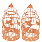 Set of 2 Peach Decorative Butterfly Birdcage. RRP £32