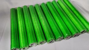 10 Rolls of 10m Green Sheer Organza Material. RRP £70