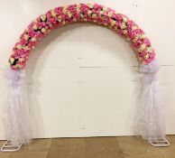 Professional Metal 275cm Pink and Ivory Wedding Flower Arch. RRP £999