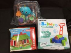 3x Mixed Children's Toys To Include Construction Set, Bubble Lawn Mover, Octivity Time