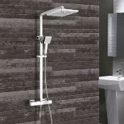 New (G33) Synergy Square Thermostatic Bar Mixer Shower with Shower Kit and Fixed Head - Chrome....
