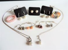 Collection of Sterling Silver Pearl Jewellery