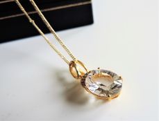 Gold on Sterling Silver 3ct White Zircon Pendant Necklace