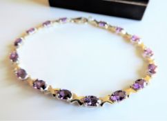 Sterling Silver 7.2ct Amethyst Tennis Bracelet New in Gift Box