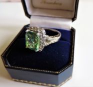 Sterling Silver 4 ct Bi-Colour Sapphire Ring New with Gift Box