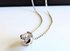Sterling Silver Diamonique Pendant Necklace New with Gift Pouch