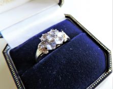 Sterling Silver Tanzanite Cluster Ring New with Gift Box