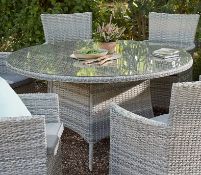 (8E) 1x Hartington Florence Collection 6 Seater Dining Table. Powder Coated Aluminium Frame. Hand W
