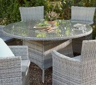 (8F) 1x Hartington Florence Collection 6 Seater Dining Table. Powder Coated Aluminium Frame. Hand W