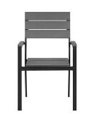 (5D) 6x Venture Design White Metal & Grey Wood Effect Garden Chairs. (4x Have Some Damage To Leg)
