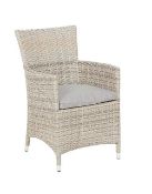 (16) 3x Florence Rattan Furniture Items. 2x Garden Chair (No Cushions). 1x Coffee Table With Toughe