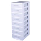 (9F) 3x Items. 2x 8 Drawer Plastic Storage Unit With Wheels. (Both Units Have Some damage – See Pho