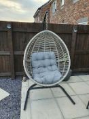 1x Hartington Florence Collection Hanging Chair RRP £280. Powder Coated Steel Frame. Hand Woven Syn