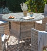 (10H) 1x Florence 4 Seater Rattan Table With Toughened Glass Top. (Fixings Not In Original Pack, Un