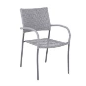 (8E) 8x Bambrick Grey Rattan Stacking Chairs RRP £40 Each (1x Has Loose Rattan On Arm, 1x Has Bent