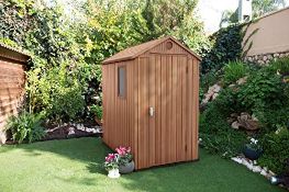 1x Keter Darwin 4x6 Foot Outdoor Plastic Garden Shed Brown RRP £340. External Dimensions (H)205 x