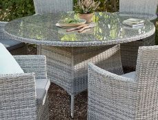 1x Hartington Florence Collection 6 Seater Dining Table. Powder Coated Aluminium Frame. Hand Woven