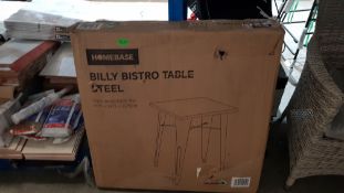 (7K) 1x Billy Bistro Table Steel. Pine Wood Table Top (H75x W75x D75cm). Unit Appears As New, With