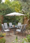 1x Rowly 8 Piece Garden Dining Set RRP £250. Contents of 3x Boxes. Lot Appears Clean, Unused In Ori