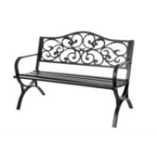 (9G) 1x Ornate Bench Black. Powder Coated Steel Frame. (H85x W127x D60cm).