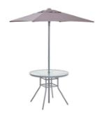 (16) 1x Andorra Round Table & Parasol. Powder Coated Steel Frame. Toughened Glass Table Top. Powd