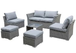 1x Sofa Set. 1x Sofa With 2x Chairs (Hidden In Lot), 2x Stools, 1x Stool Table With Tempered Glass.