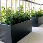 (8F) 3x Precinct Lite Black Cement Rectangular Planters. All Units Have Some Cracks / Damage. (70x