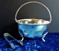 Vintage Mappin & Webb Silver Plate Sugar Bowl & Tongs