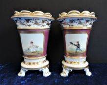 Grainger Decorated Staffordshire Spill Vases c.1825