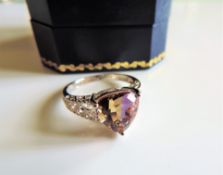 Sterling Silver 4ct Trillion Cut Ametrine Ring