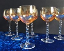 Vintage Venetian Crystal Twisted Stem Wine Glasses