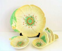 Vintage Carlton Ware Toast Rack & Plate Set Yellow Buttercup Pattern