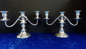 Pair Antique Georgian Style Silver Plate Candelabra