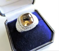 Vintage Gents 6ct Citrine Sterling Silver Signet Ring 10.8grams