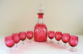Antique Art Nouveau French 'Nancy' Ruby Glass Drinks Set