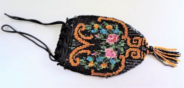 1920's Art Deco Vintage Beaded Drawstring Evening Bag