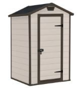 1x Keter Manor 4x3 Apex Shed Brown RRP £265. (H196x W63.5x D103cm). Appears Complete & Unused, But