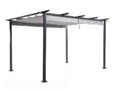 (4P) Blooma Moses Grey Rectangular Gazebo RRP £291. (H2.33x W4x D3M).