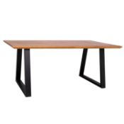 (4N) 1x Phoenix Dining Table RRP £210. Pine Wood Top. Black Metal Legs. (H75x W180x D90cm). Appear