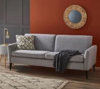 1x Scandi Stella Sofa Grey RRP £350. 3 Seater Sofa. Wooden Frame With Black Wood Legs. (H79x W193x
