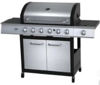 1x Texas Stardom 6 Burner Gas BBQ RRP £190. Unit Appears Clean, Unused, But Is Missing 2x Controll