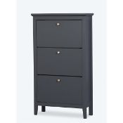 (2P) 1x Hamilton Shoe Cabinet Charcoal. (H122.5x W70x D26cm).